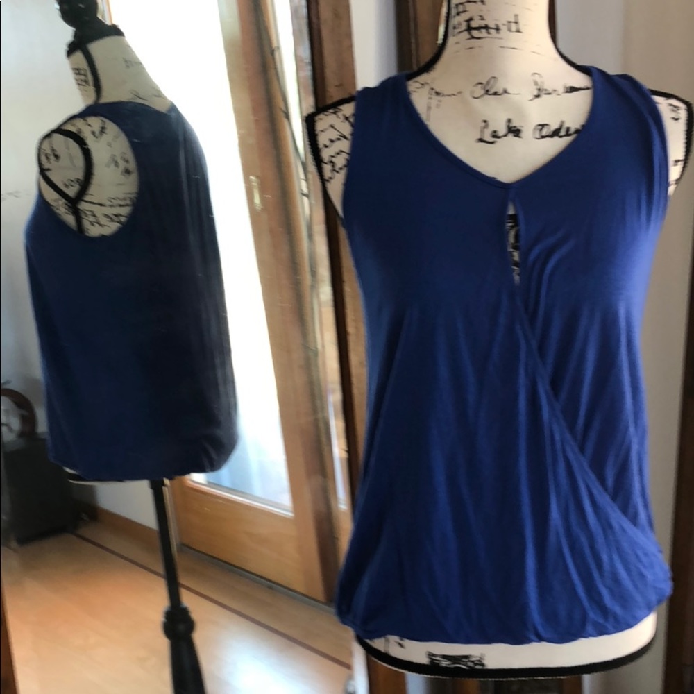 Royal blue gently draped keyhole top